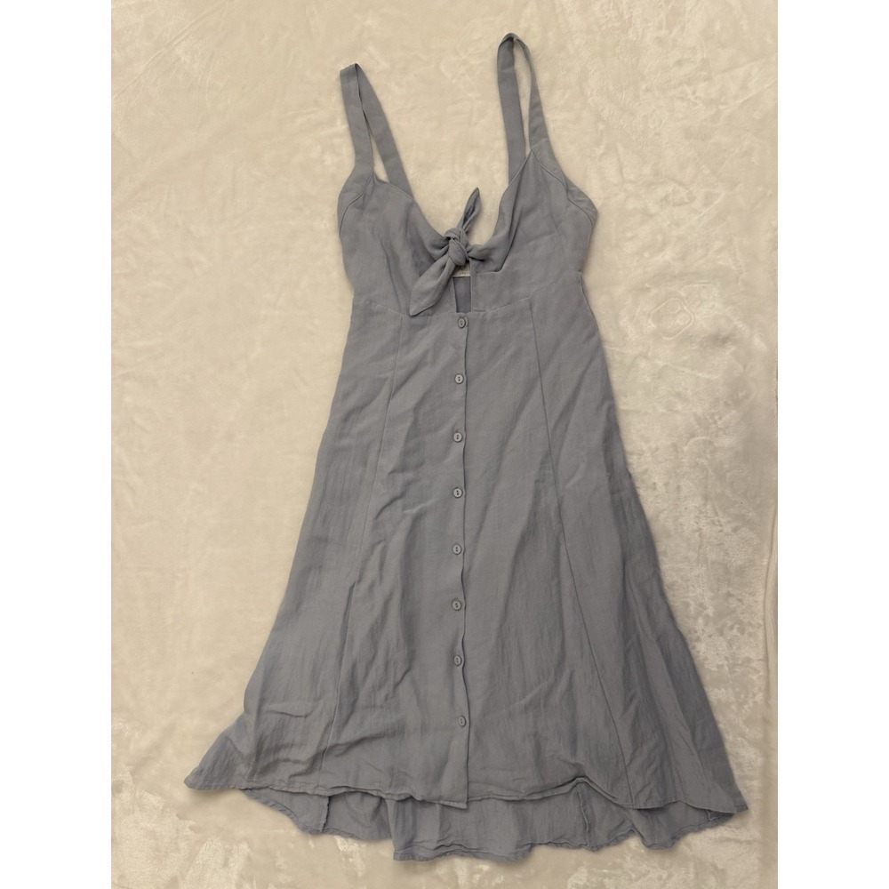 ASTR the Label Blue Tie Front Button Down Midi Dress ALD42178 Womens XS